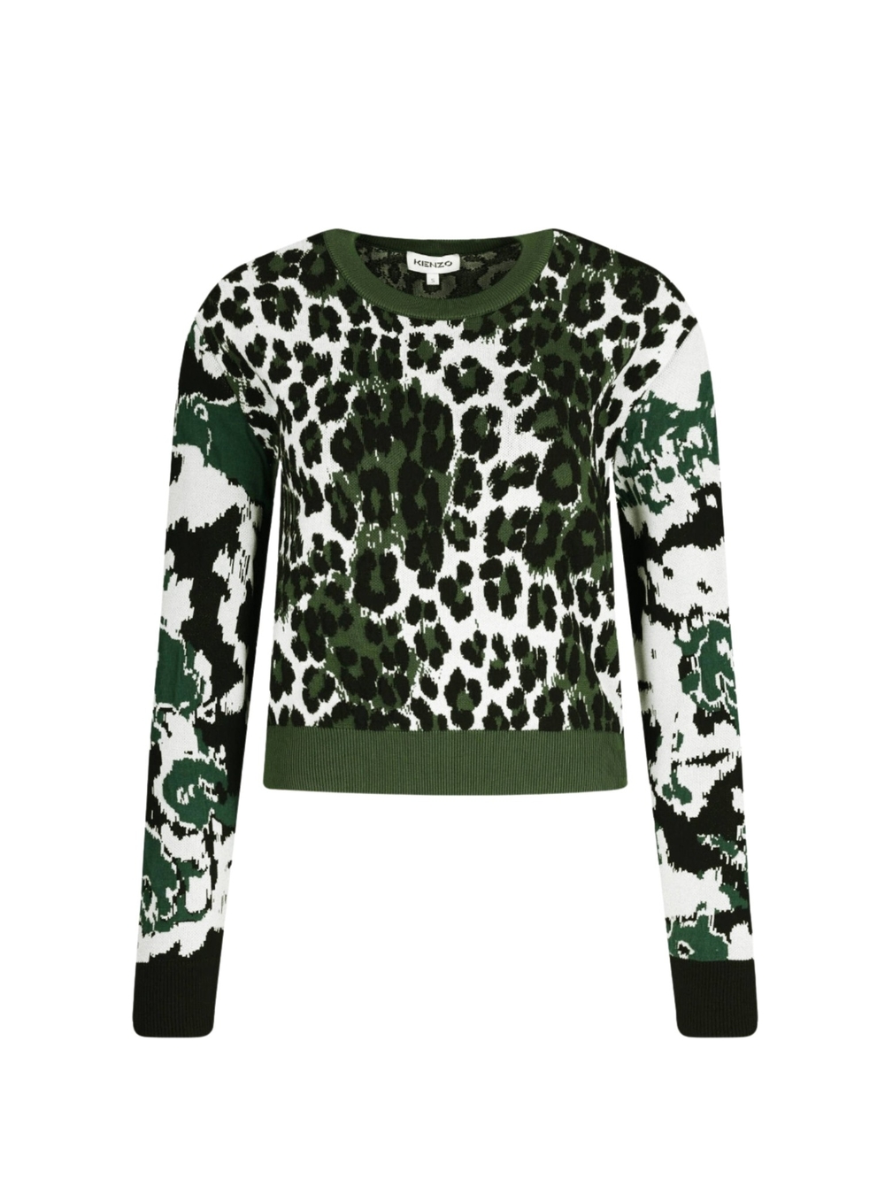 KENZO Animal Jacquard Knit‎ Sweater XS Black Green Made In Italy